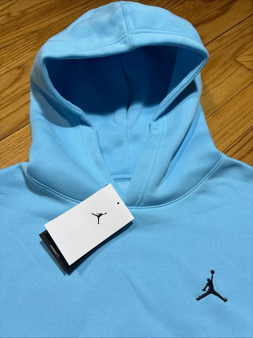 Nike Jordan Brooklyn Oversize Sky Blue Hoodie Logo Men’s sz S NEW!